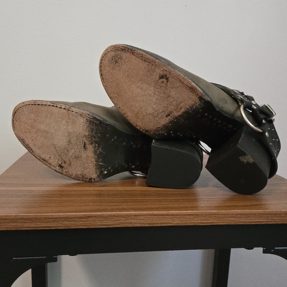 OG Freebird By Steven Colton 7 Olive Boots with Black Straps - Picture 3 of 6